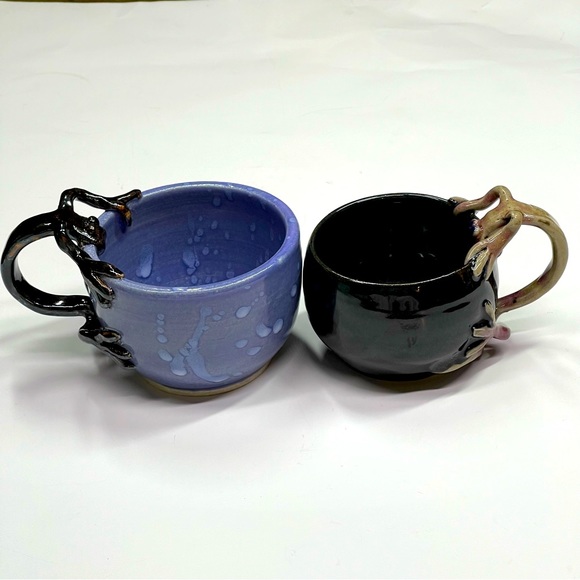 Handmade Pottery Ceramic His and Her Coffee/Tea cup Signed by Artist - Picture 2 of 9